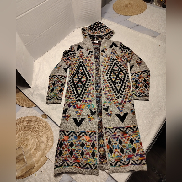 Northern Angel Trivial Aztec Long Cardigan Sweater Women - MEDIUM - Picture 9 of 13